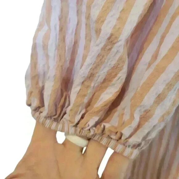 A New Day Women's Pink Striped Cotton/Modal/Spandex V-Neck Dress w Pockets - Picture 7 of 14